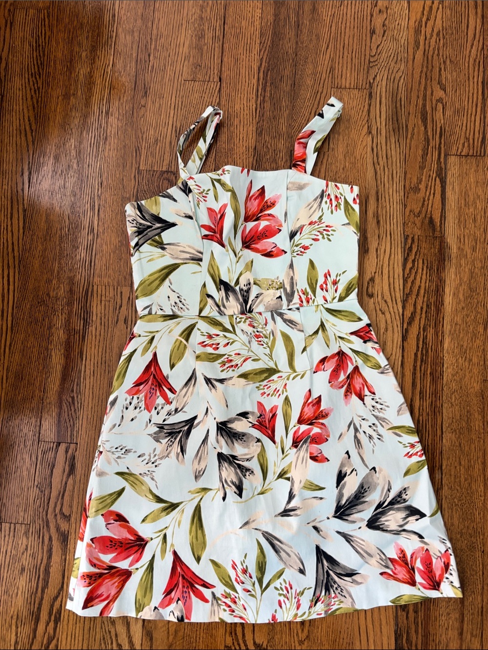 French Connection Light Blue Mini Dress with Red Floral Print